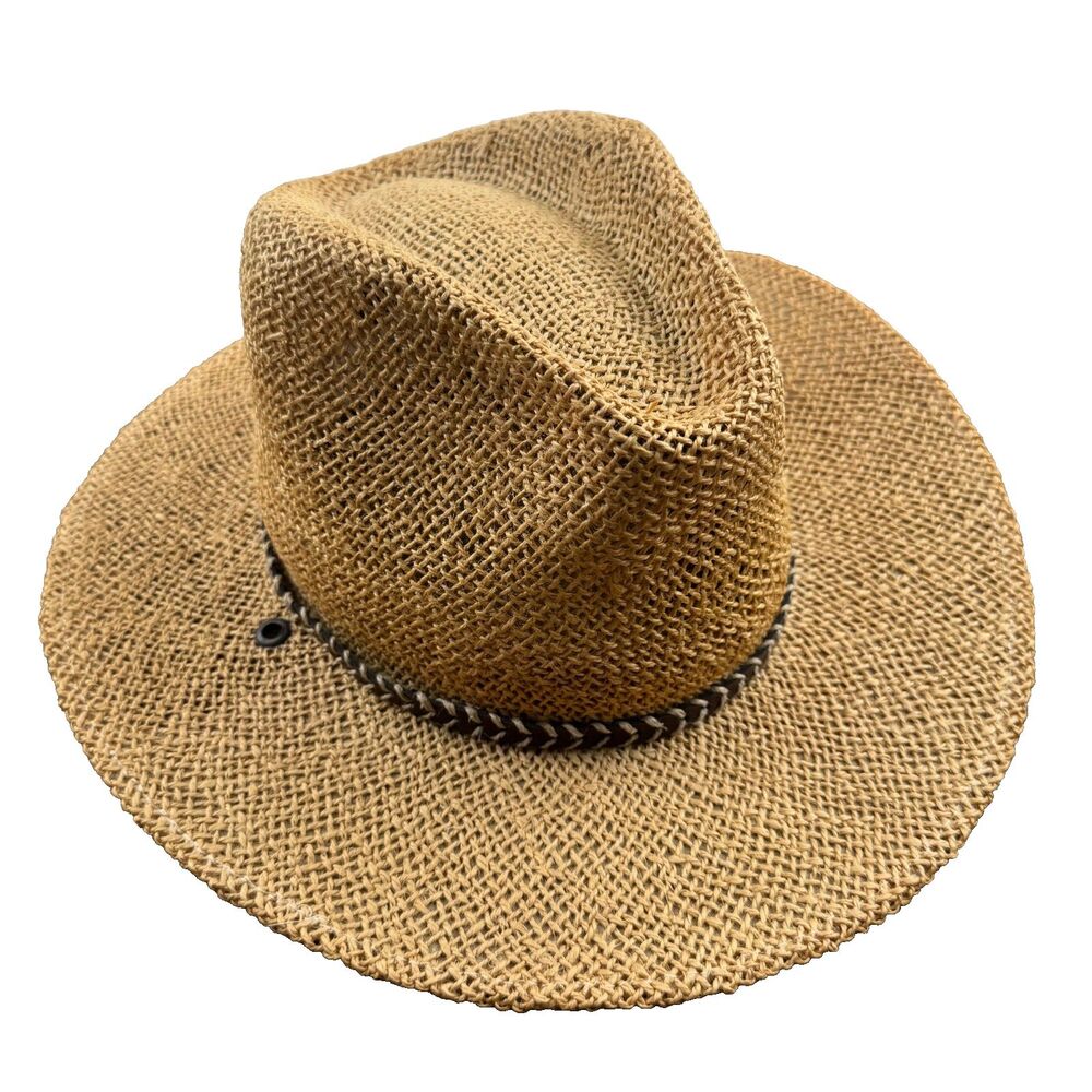 STETSON Men's Lakeland Palm Leaf Straw Hat Size L/XL UV Protection READ